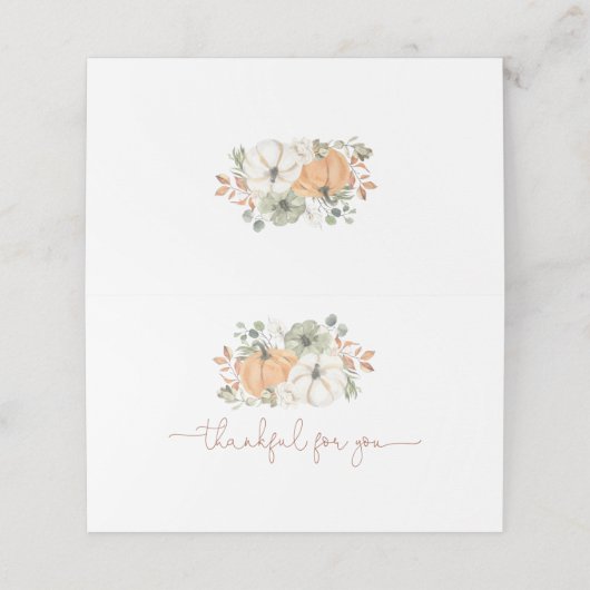 Herfst Rustic Pumpkin Thanksgiving Plaatskaartje (Buitenkant ongevouwen)