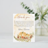 Herfst Rustic Pumpkin Waterverf Floral Baby shower Kaart (Staand voorkant)