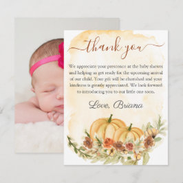Herfst Rustic Pumpkin Waterverf Floral Baby shower Kaart