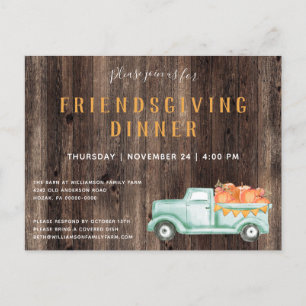 Herfst Rustic Pumpkins Friendsgiving Uitnodiging Briefkaart