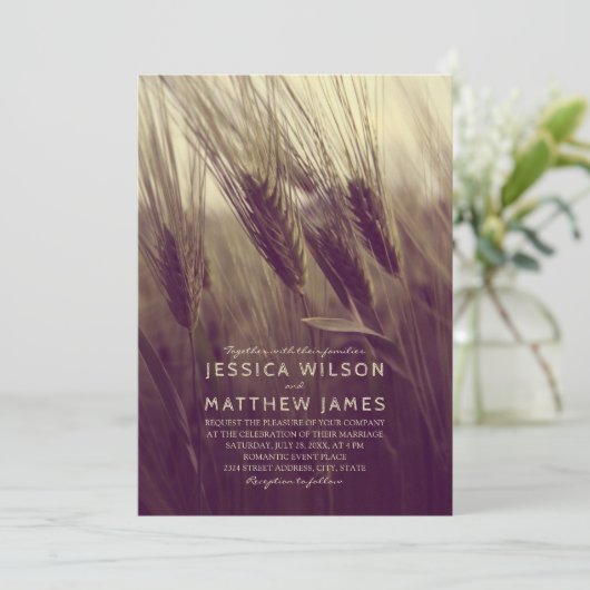Herfst Rustic Wheat Modern Country Summer Weddensc Kaart (Staand voorkant)
