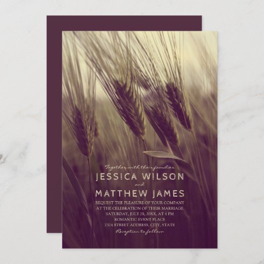 Herfst Rustic Wheat Modern Country Summer Weddensc Kaart (Voorkant / Achterkant)