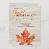 Herfst Rustic Wood String Lights Dinner Party Kaart (Voorkant / Achterkant)