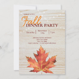 Herfst Rustic Wood String Lights Dinner Party Kaart