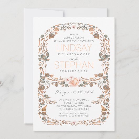 Herfst Rustic Woodland  Engagement Party Kaart (Voorkant)