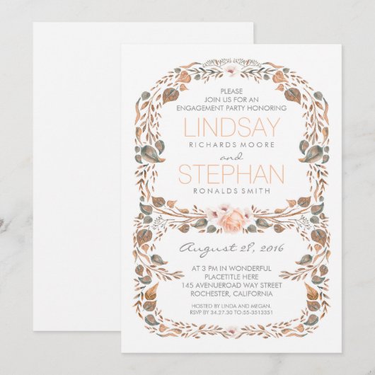 Herfst Rustic Woodland  Engagement Party Kaart (Voorkant / Achterkant)