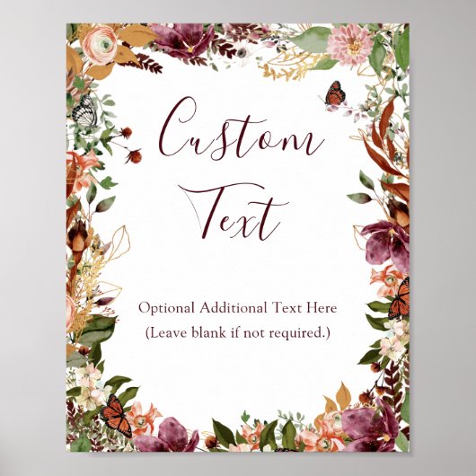 Herfst rustiek botanisch Vrijgezellenfeest teken Poster (Voorkant)