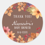 Herfst Rustiek Herfst Baby shower Dank u Ronde Sticker (Voorkant)