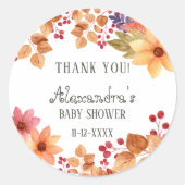 Herfst Rustiek Herfst Baby shower Dank u Ronde Sticker (Voorkant)