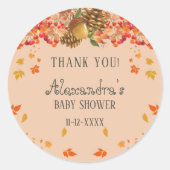 Herfst Rustiek Herfst Baby shower Dank u Ronde Sticker (Voorkant)