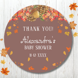 Herfst Rustiek Herfst Baby shower Dank u Ronde Sticker