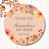 Herfst Rustiek Herfst Baby shower Dank u Ronde Sticker