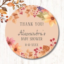 Herfst Rustiek Herfst Baby shower Dank u Ronde Sticker