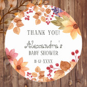 Herfst Rustiek Herfst Baby shower Dank u Ronde Sticker