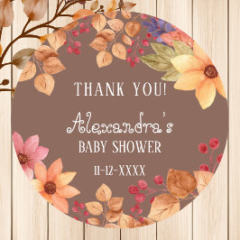 Herfst Rustiek Herfst Baby shower Dank u Ronde Sticker