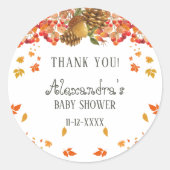 Herfst Rustiek Herfst Baby shower Dank u Ronde Sticker (Voorkant)