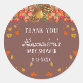 Herfst Rustiek Herfst Baby shower Dank u Ronde Sticker (Voorkant)
