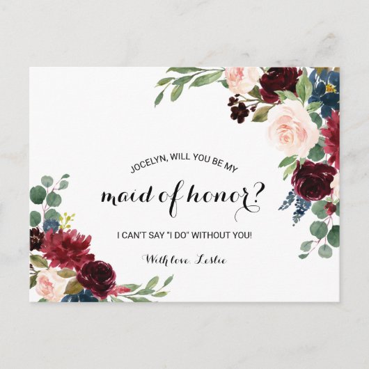 Herfst Rustiek oogverblindend Bourgondië Maid of H Uitnodiging Briefkaart (Voorkant)