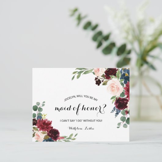 Herfst Rustiek oogverblindend Bourgondië Maid of H Uitnodiging Briefkaart (Staand voorkant)