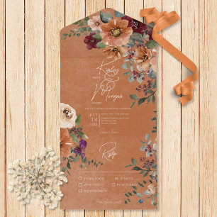 Herfst Rustiek Roest & Wijn Bloemen Roest Diner All In One Uitnodiging