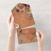 Herfst Rustiek Rust & Wijn Bloemenroest QR Code All In One Uitnodiging (Afscheurbaar)