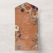 Herfst Rustiek Rust & Wijn Bloemenroest QR Code All In One Uitnodiging (Binnen)