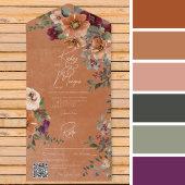 Herfst Rustiek Rust & Wijn Bloemenroest QR Code All In One Uitnodiging
