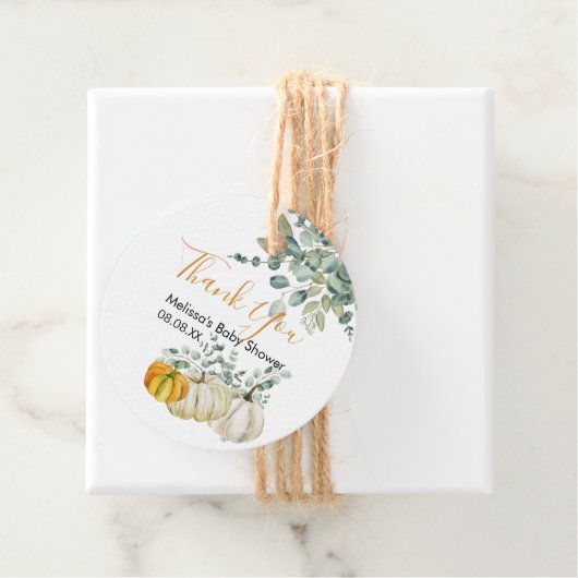 Herfst rustiek sinaasappel pompoen groen dank u bedankjes labels (In situ)