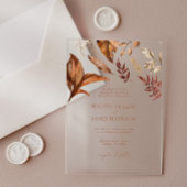 Herfst Rustiek Terracotta Bloemen Huwelijk Acryl Uitnodigingen