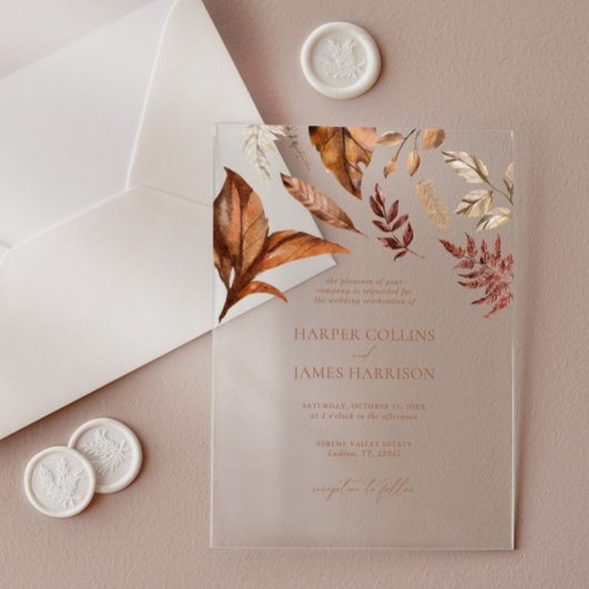 Herfst Rustiek Terracotta Bloemen Huwelijk Acryl Uitnodigingen