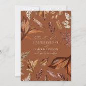 Herfst rustiek & terracotta verlaat boho bruiloft kaart (Voorkant)