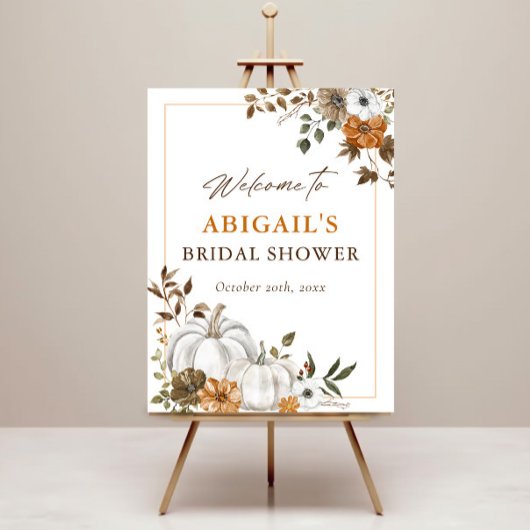 Herfst rustiek wit pompoen Vrijgezellenfeest Kaart