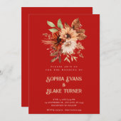 Herfst Rustieke Bloemen Botanische Crimson Rode Br Kaart (Voorkant / Achterkant)