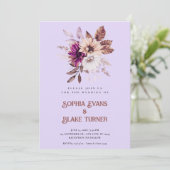 Herfst Rustieke Bloemen Botanische Paarse Bruiloft Kaart (Staand voorkant)