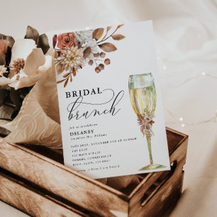 Herfst rustieke bloemen, bruids brunch douche kaart