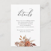 Herfst rustieke bloemen, bruiloft detail informatiekaartje (Voorkant)
