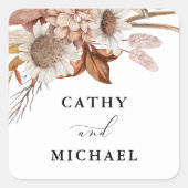Herfst rustieke bloemen, bruiloft hangen vierkante sticker (Voorkant)