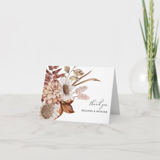 Herfst rustieke bloemen groot boeket dank u kaart (Voorkant)