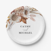 Herfst rustieke bloemen, herfst bruiloft dessert papieren bordje (Voorkant)