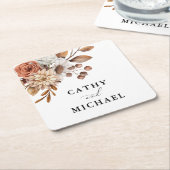 Herfst rustieke bloemen, herfst bruiloft kartonnen onderzetters (Schuin)