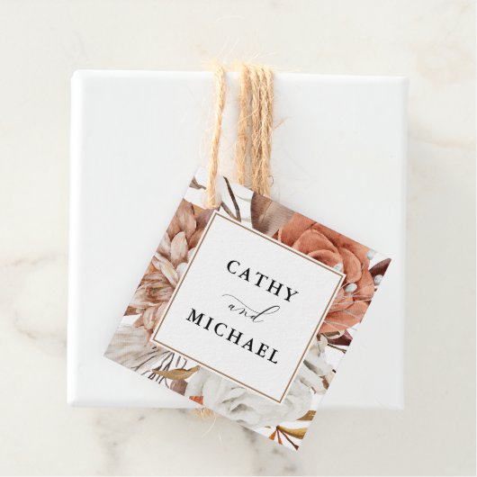 Herfst rustieke bloemen, ingelijst bruiloft hangen bedankjes labels (In situ)