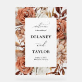 Herfst rustieke bloemen ingelijst bruiloft welkom acryl bord (Voorkant)