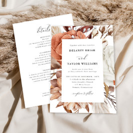 Herfst rustieke bloemen, ingelijst een stuk bruilo kaart