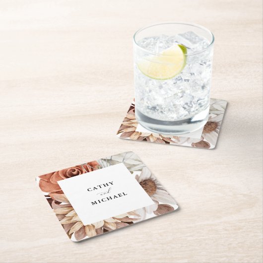 Herfst rustieke bloemen, ingelijst herfst bruiloft kartonnen onderzetters (Insitu)