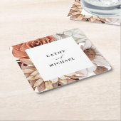 Herfst rustieke bloemen, ingelijst herfst bruiloft kartonnen onderzetters (Schuin)