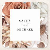 Herfst rustieke bloemen, ingelijst herfst bruiloft kartonnen onderzetters (Voorkant)