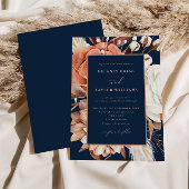 Herfst rustieke bloemen, ingelijste blauwe donkere kaart