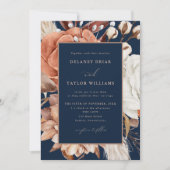 Herfst rustieke bloemen, ingelijste blauwe donkere kaart (Voorkant)