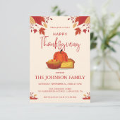 Herfst Rustieke Bloemen Pompoen Thanksgiving Diner Kaart (Staand voorkant)