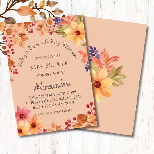 Herfst Rustieke Bloemen Verliefd Op Baby shower Kaart